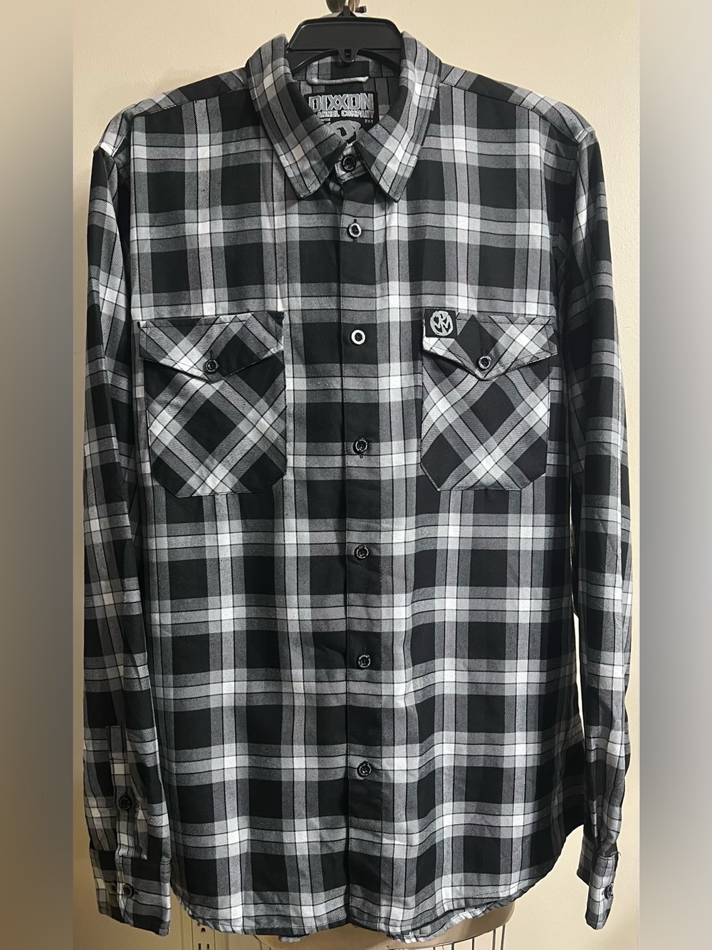 DIXXON Men’s Black/Grey/White Pennywise Flannel Plaid Button Down Shirt Size 2XT